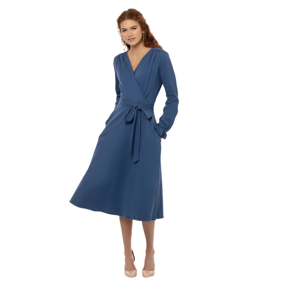 BETTY HANNAH THE ALICE IN MIDI LENGTH BLUE DRESS SIZE LARGE NWT